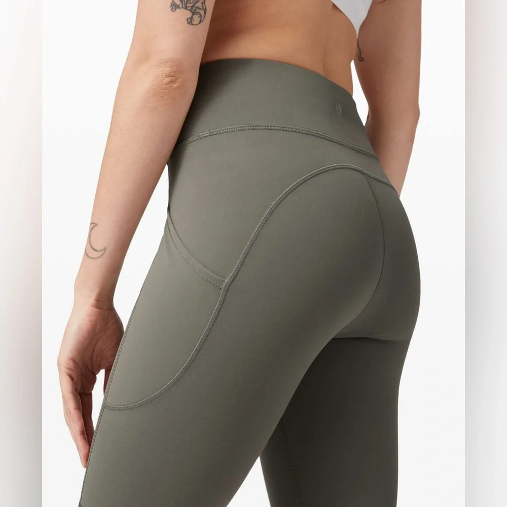 Lululemon invigorate high rise leggings. Grey sage, Size 8,23”